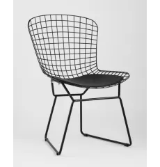 Стул обеденный Bertoia черный с черной подушкой 4 шт