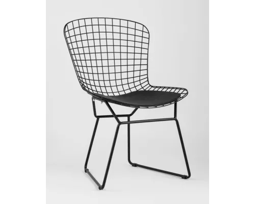 Стул обеденный Bertoia черный с черной подушкой 4 шт