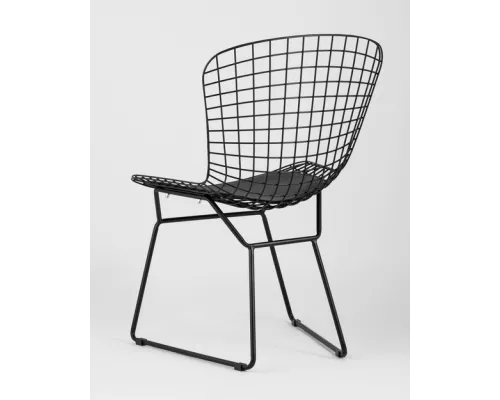 Стул обеденный Bertoia черный с черной подушкой 4 шт
