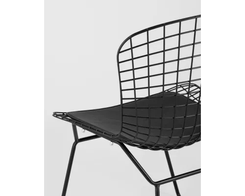 Стул обеденный Bertoia черный с черной подушкой 4 шт